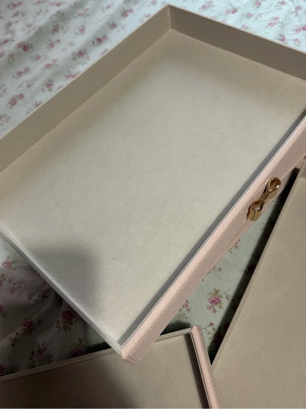 Soft Pink 3-Drawer Jewelry Organizer with Gold Bow Pulls